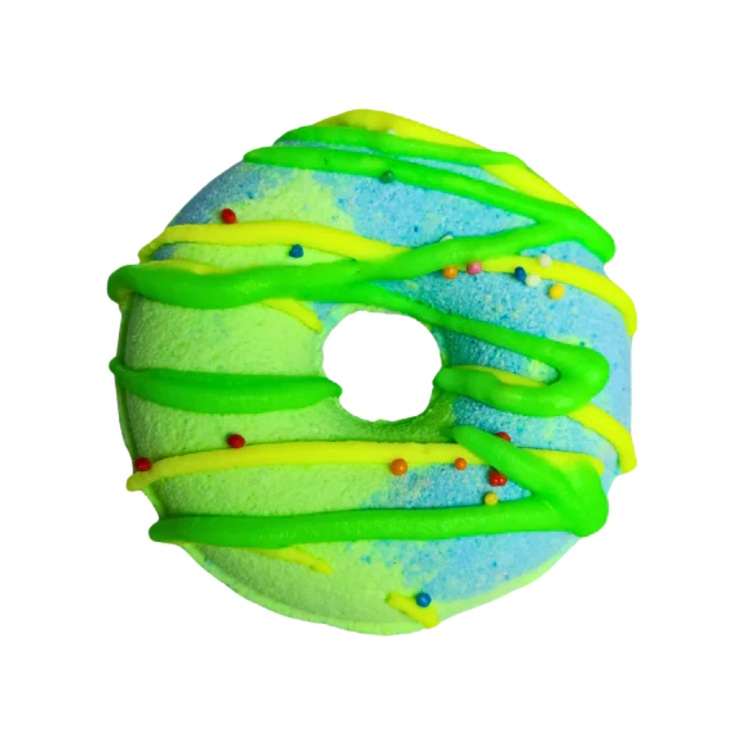 Coconut Donut Bath Bomb, scented in a mouthwatering blend of coconut and lime.