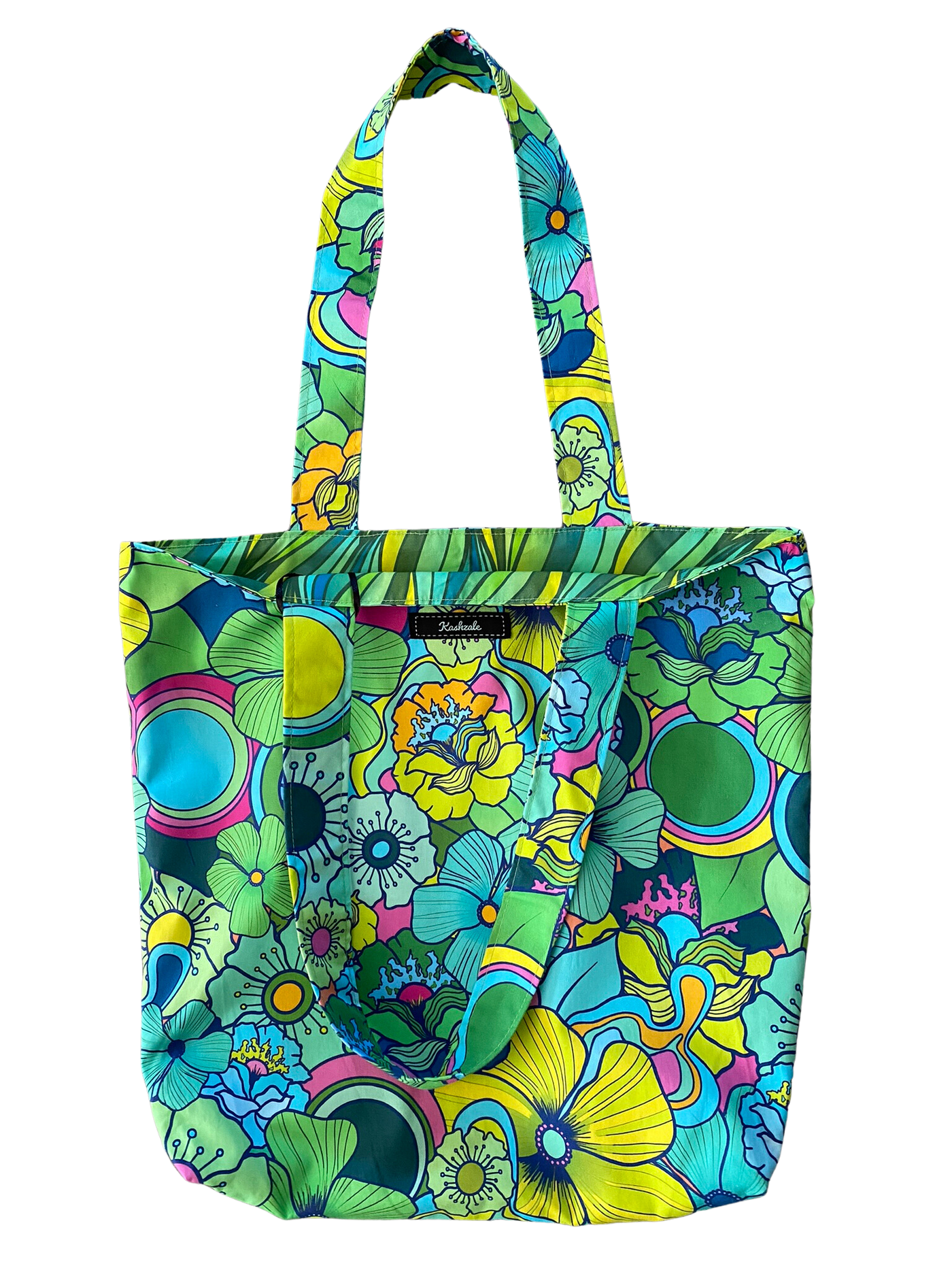 70's Floral Green Tote Bag
