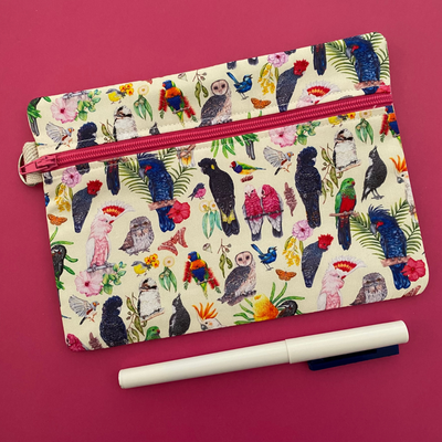 Australian Birds Yellow Medium Zipper Pouch