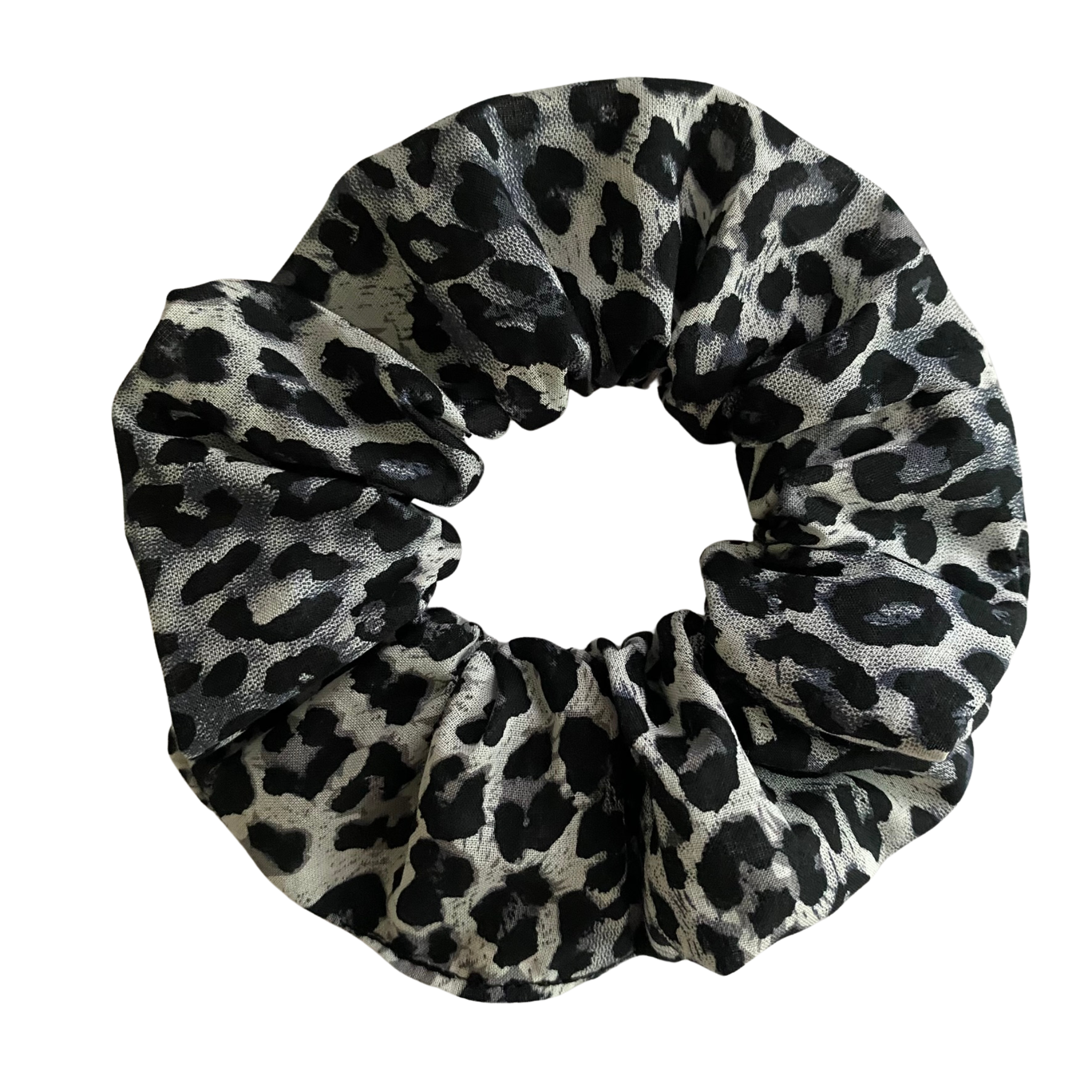 Black Cheetah Scrunchie is handmade from cotton voile fabric and features quality braided elastic.