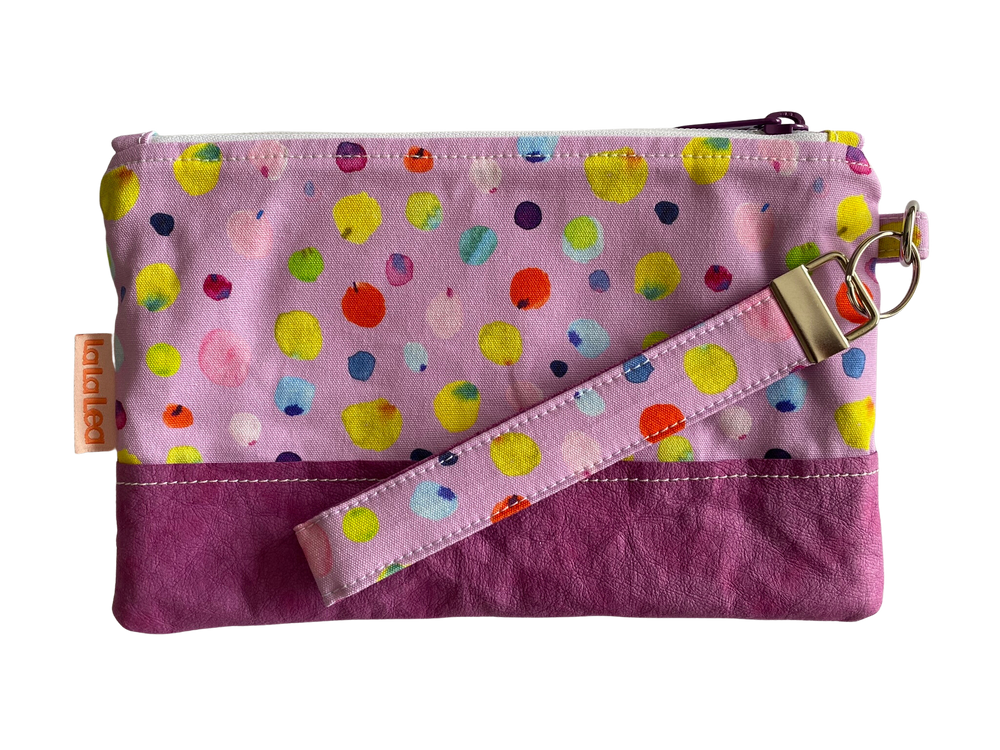 Blobby Dots Lilac Wristlet Bag