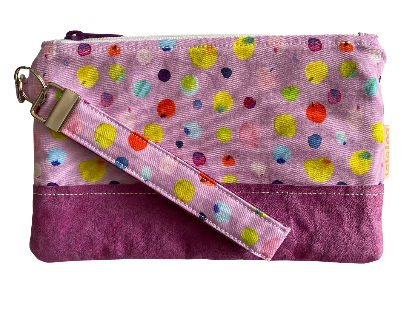 Blobby Dots Lilac Wristlet Bag