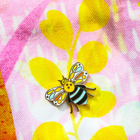 Blue Banded Bee Enamel Pin
