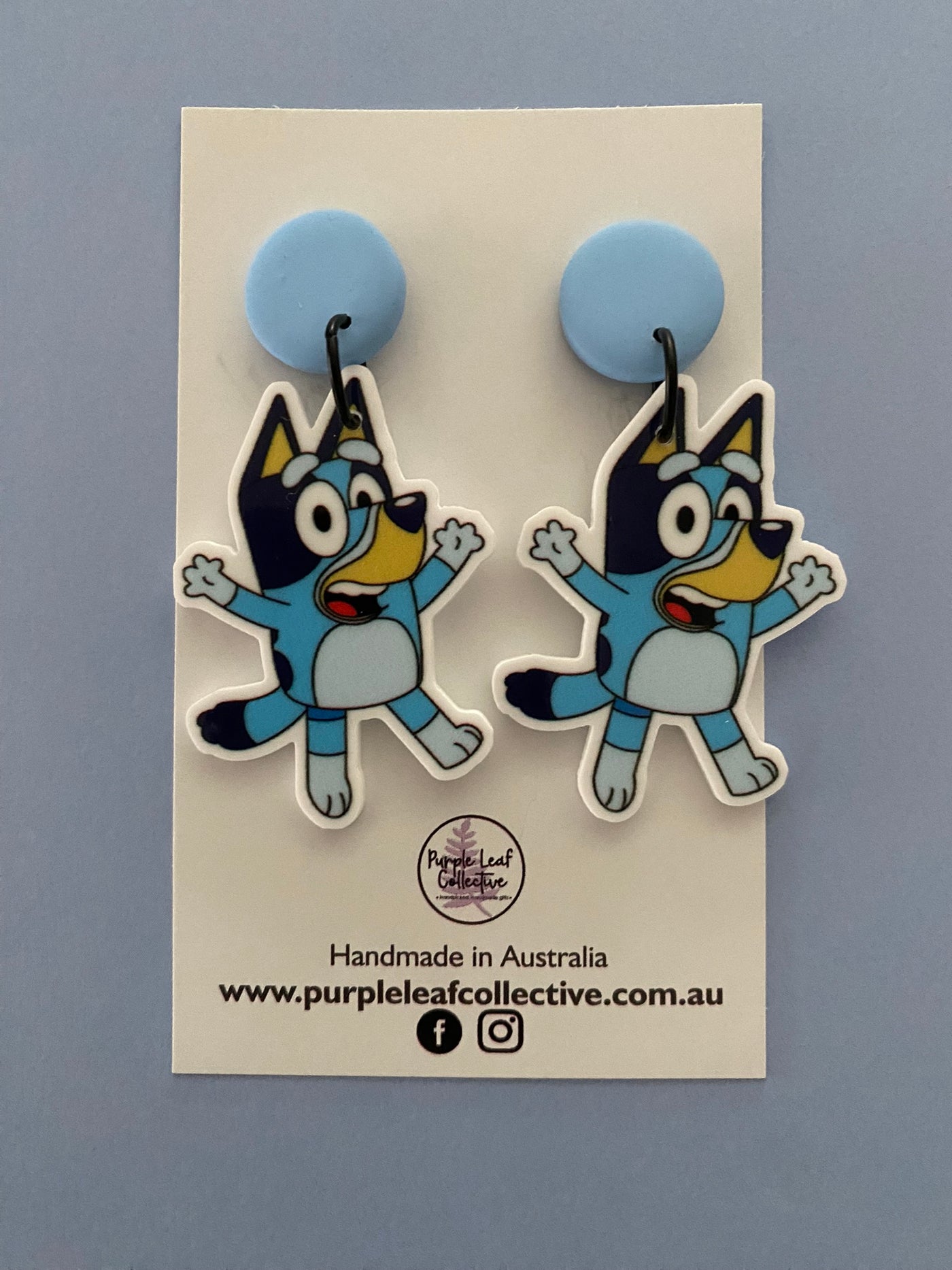 Blue Dog Stud Dangle Earrings