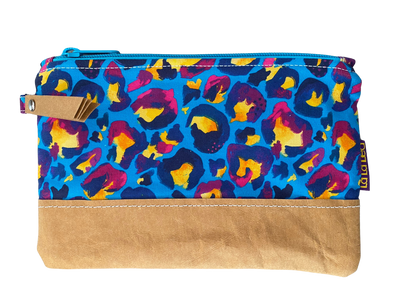 Blue Leopard Blue Zipper Mini Clutch Purse