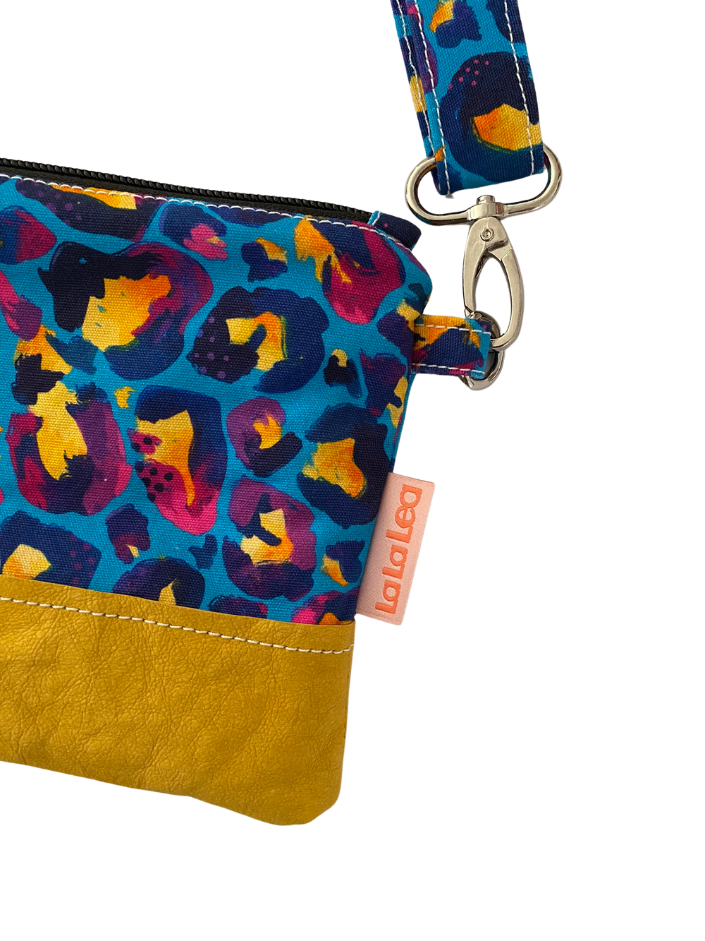 Blue Leopard Pink Zipper Crossbody Bag