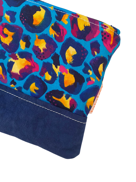 Blue Leopard Wristlet Bag