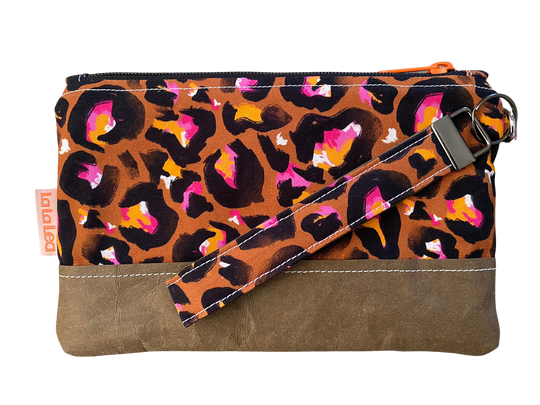 Bronze Leopard Wristlet Bag