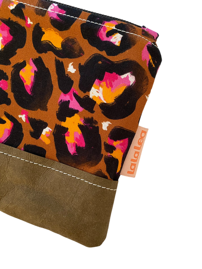 Bronze Leopard Wristlet Bag