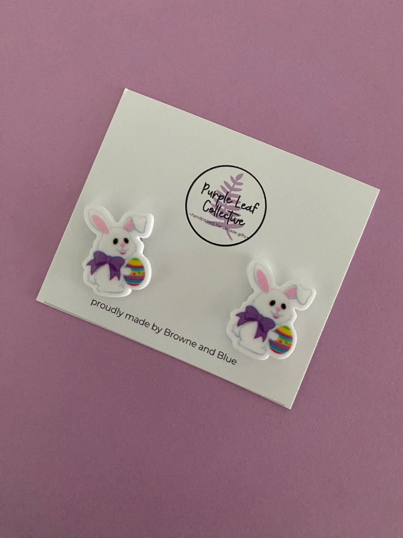 Bunny Purple Bow Stud Earrings