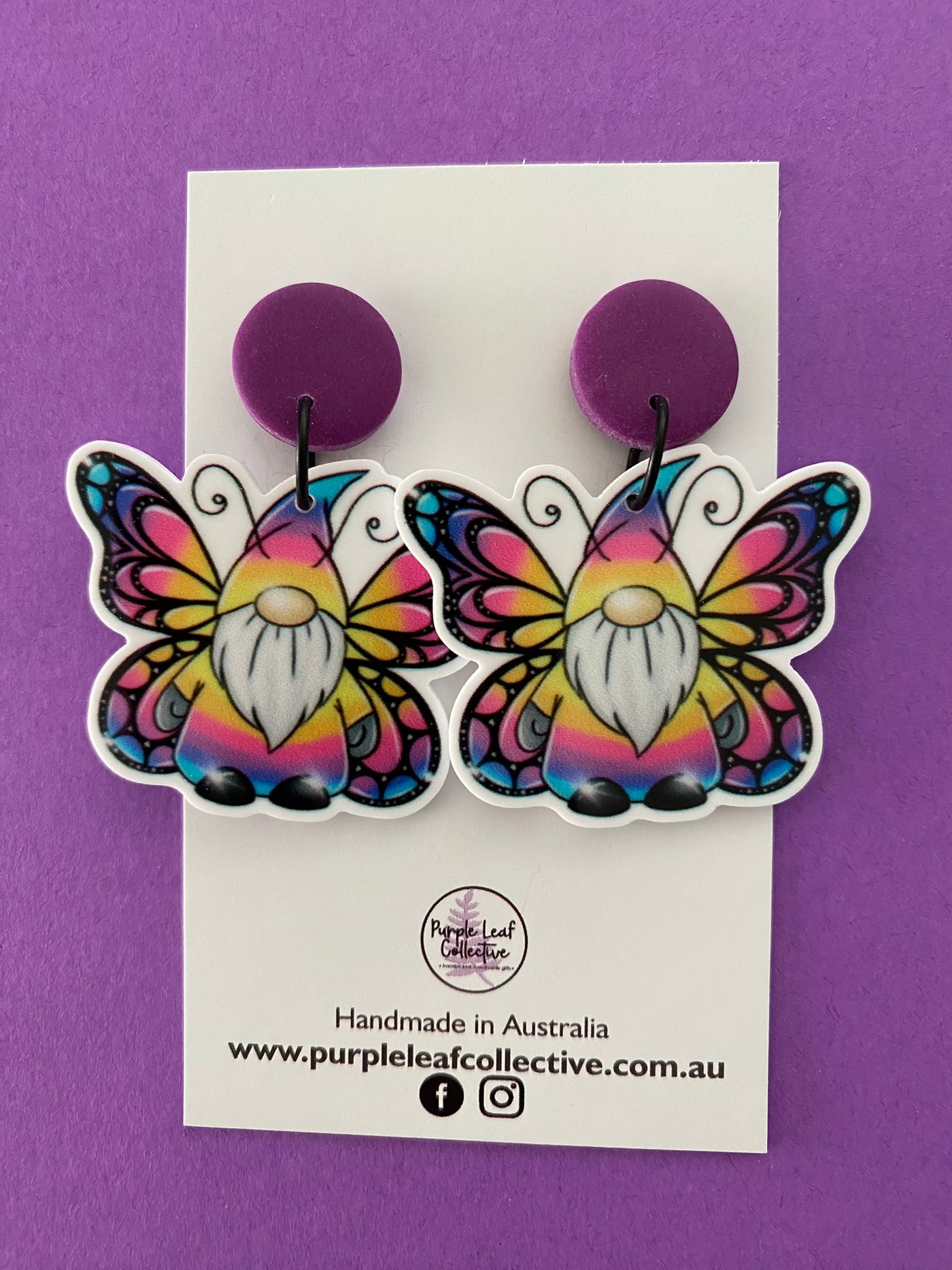Butterfly Gnome Stud Dangle Earrings