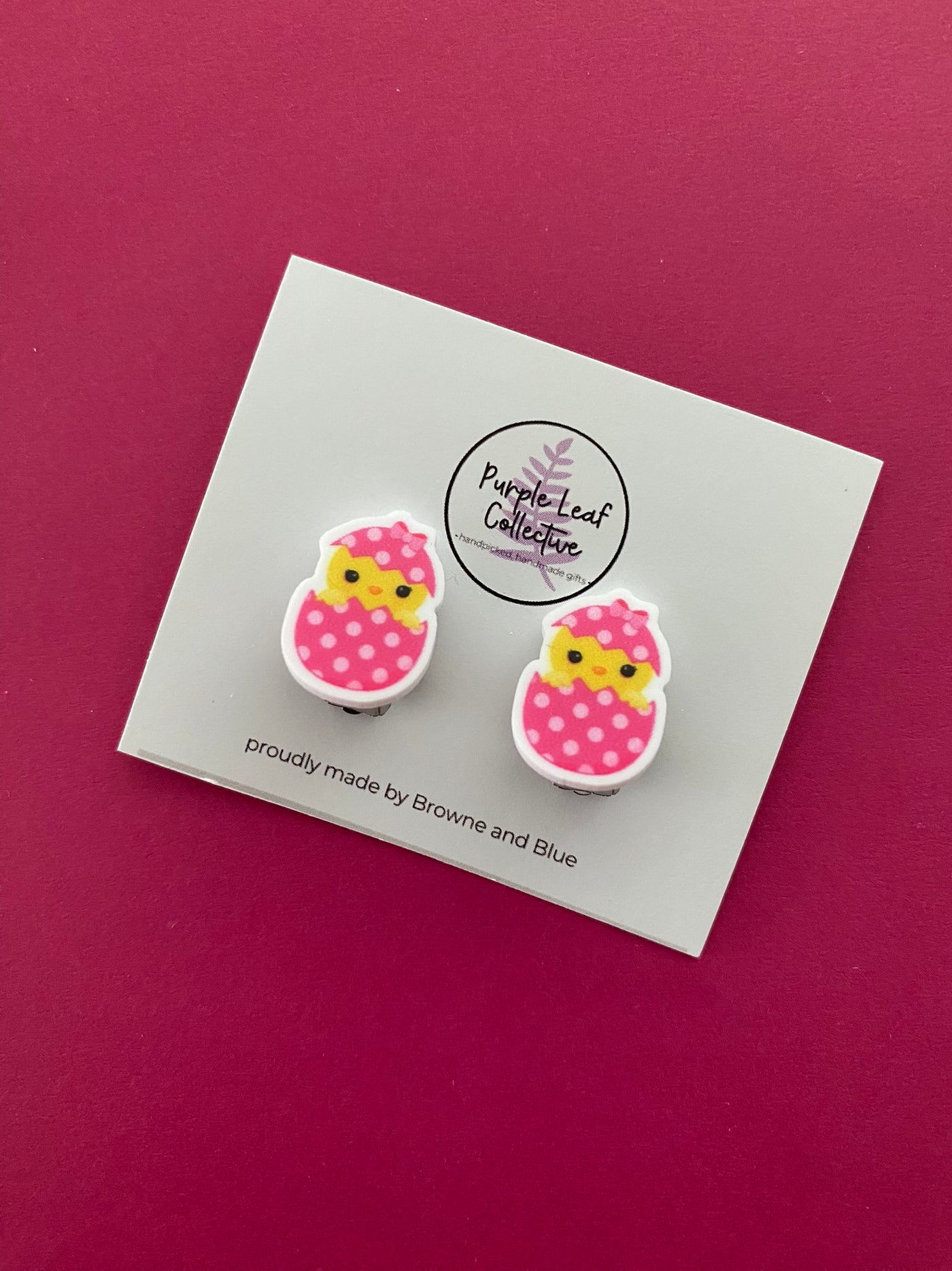 Chicken Spotted Egg Clip On Stud Earrings