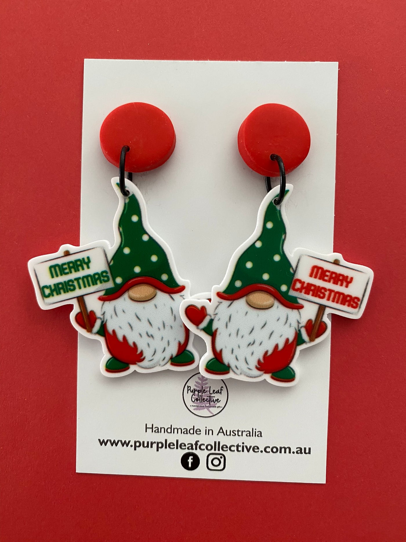 Christmas Gnomes Stud Dangle Earrings