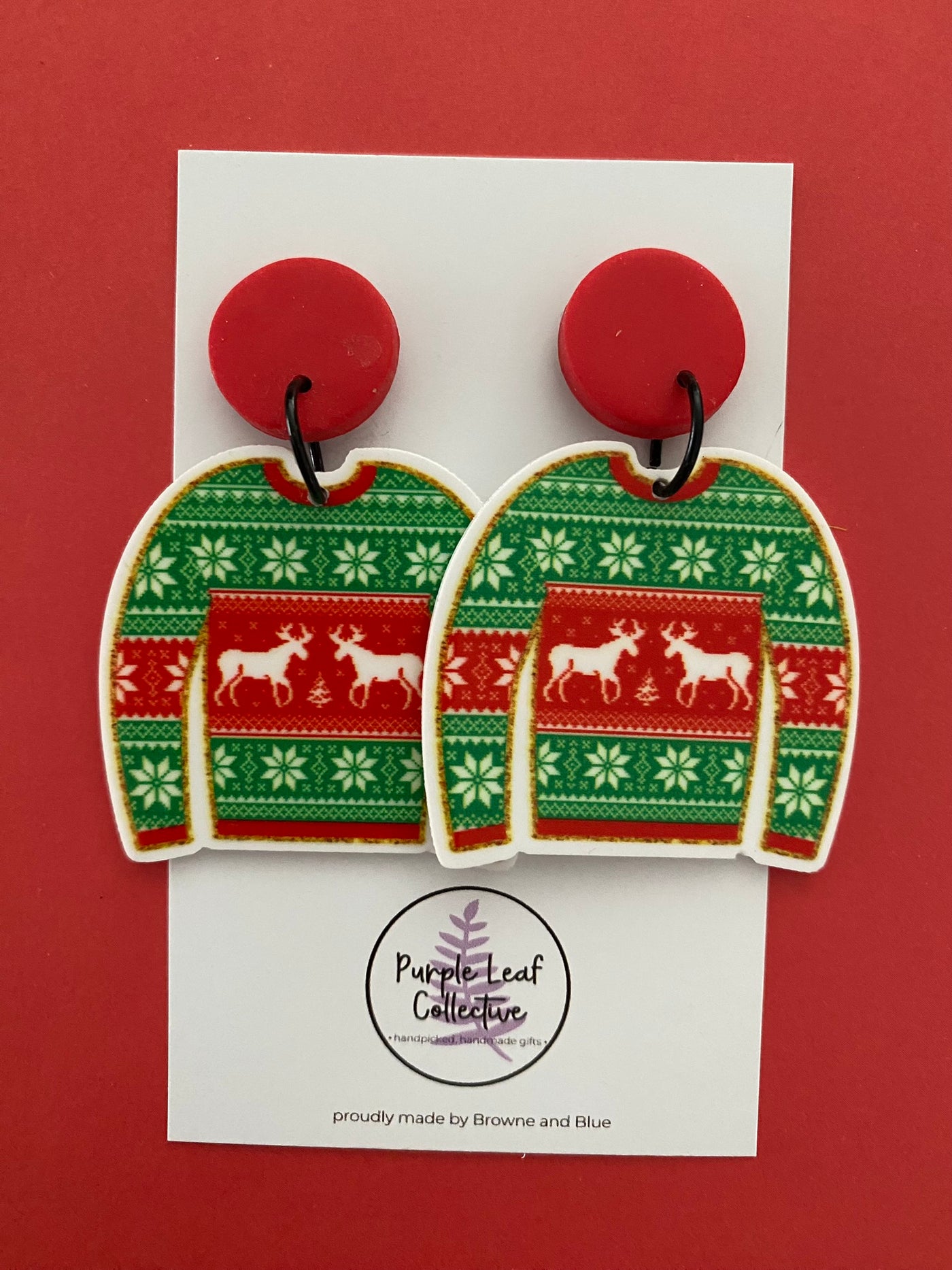 Christmas Sweater Stud Dangle Earrings