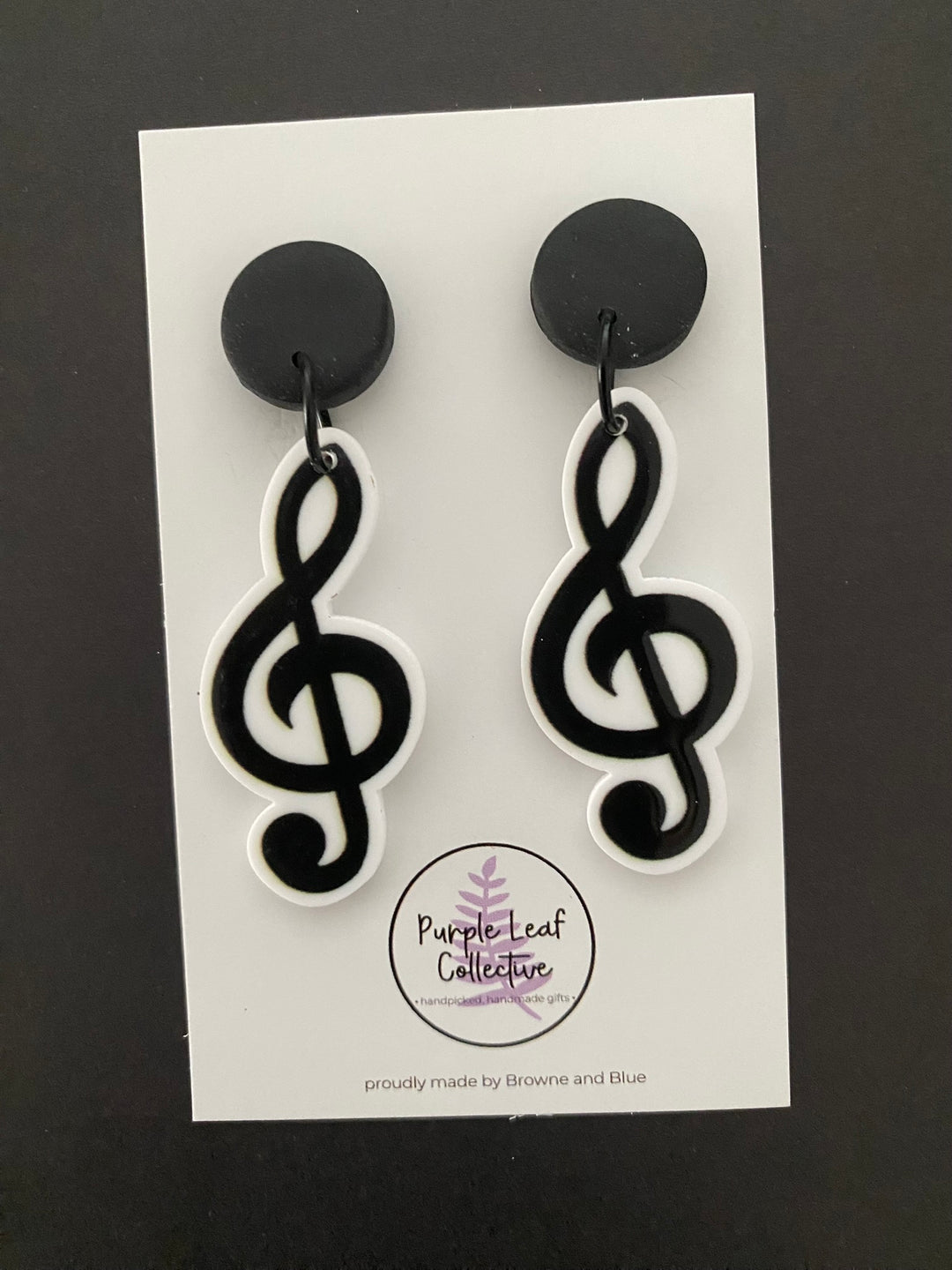 Clef Music Stud Dangle Earrings