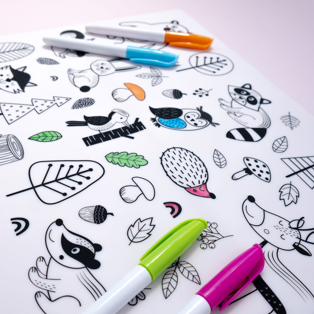 Colour-In Silicone Placemat - Forest