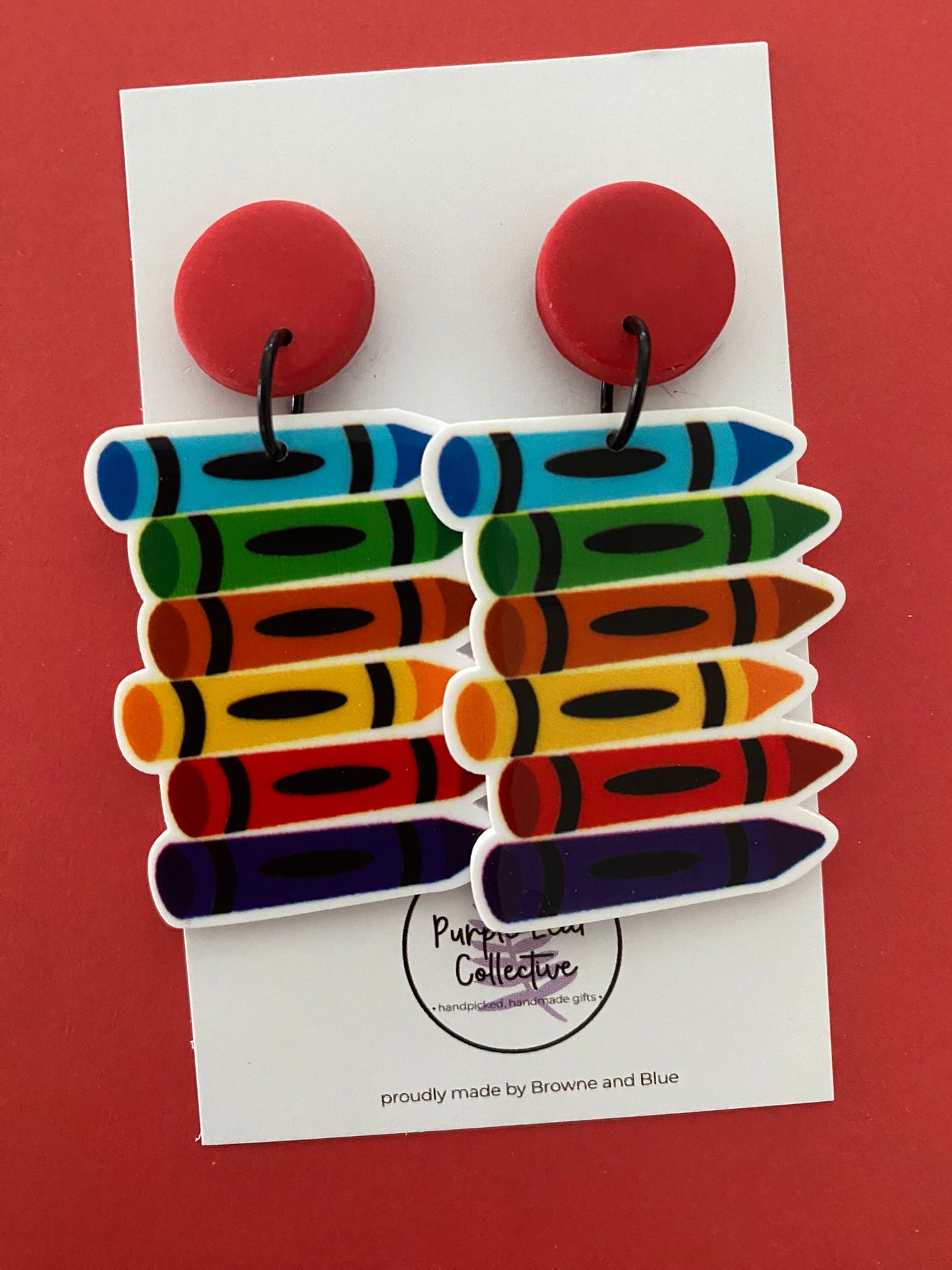 Colourful Crayons Stud Dangle Earrings