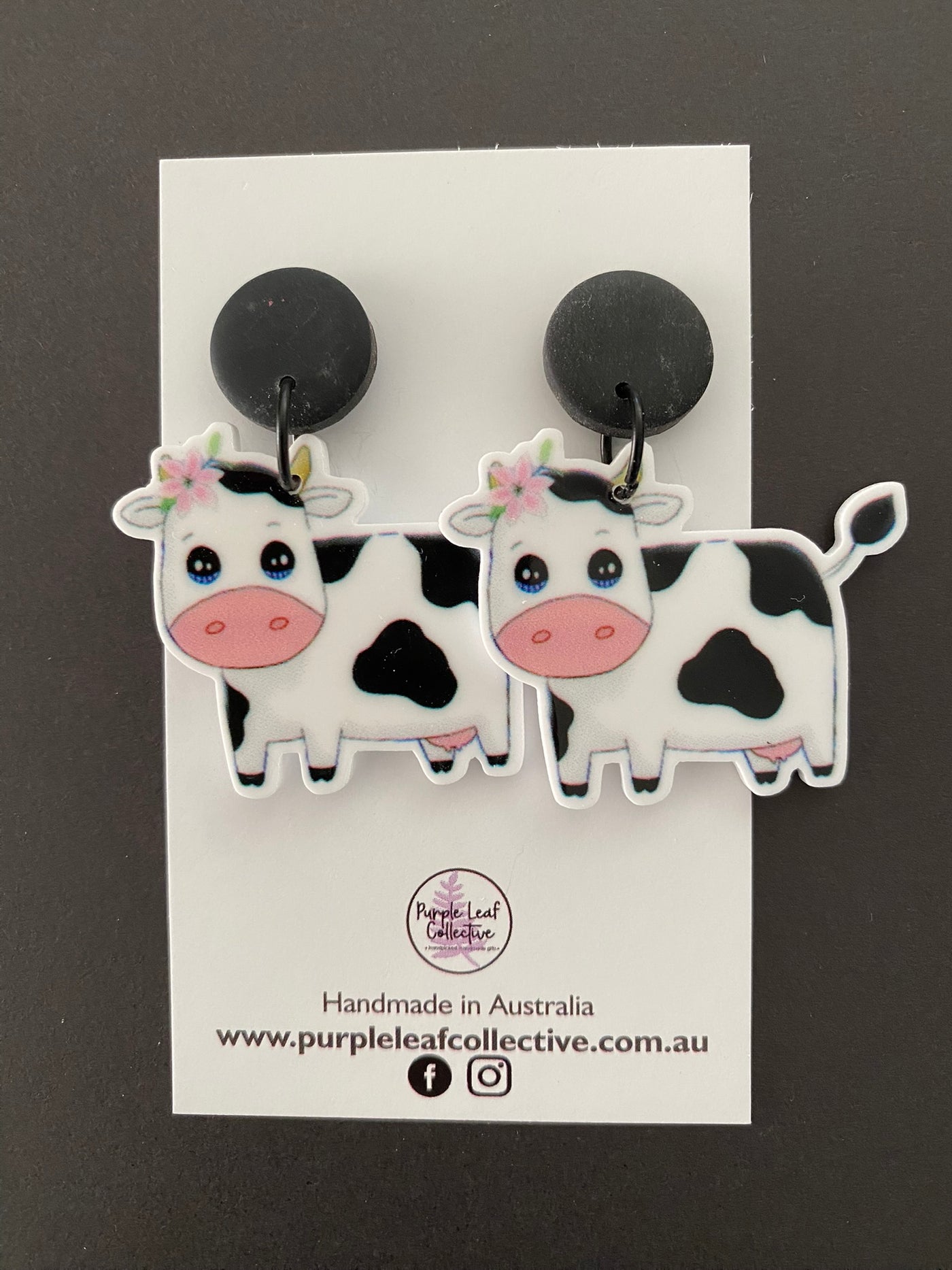 Cow Stud Dangle Earrings
