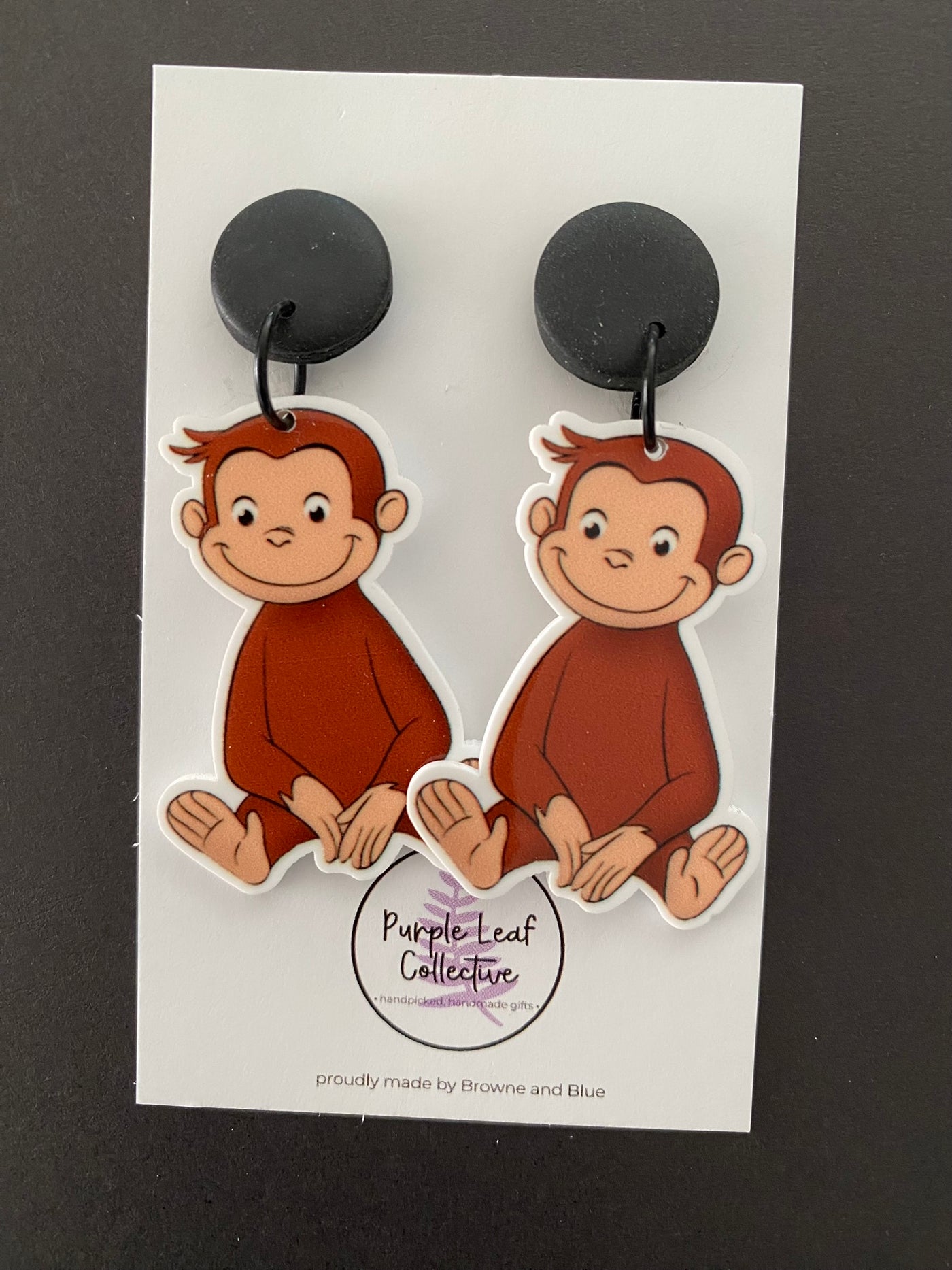 Curious Monkey Stud Dangle Earrings