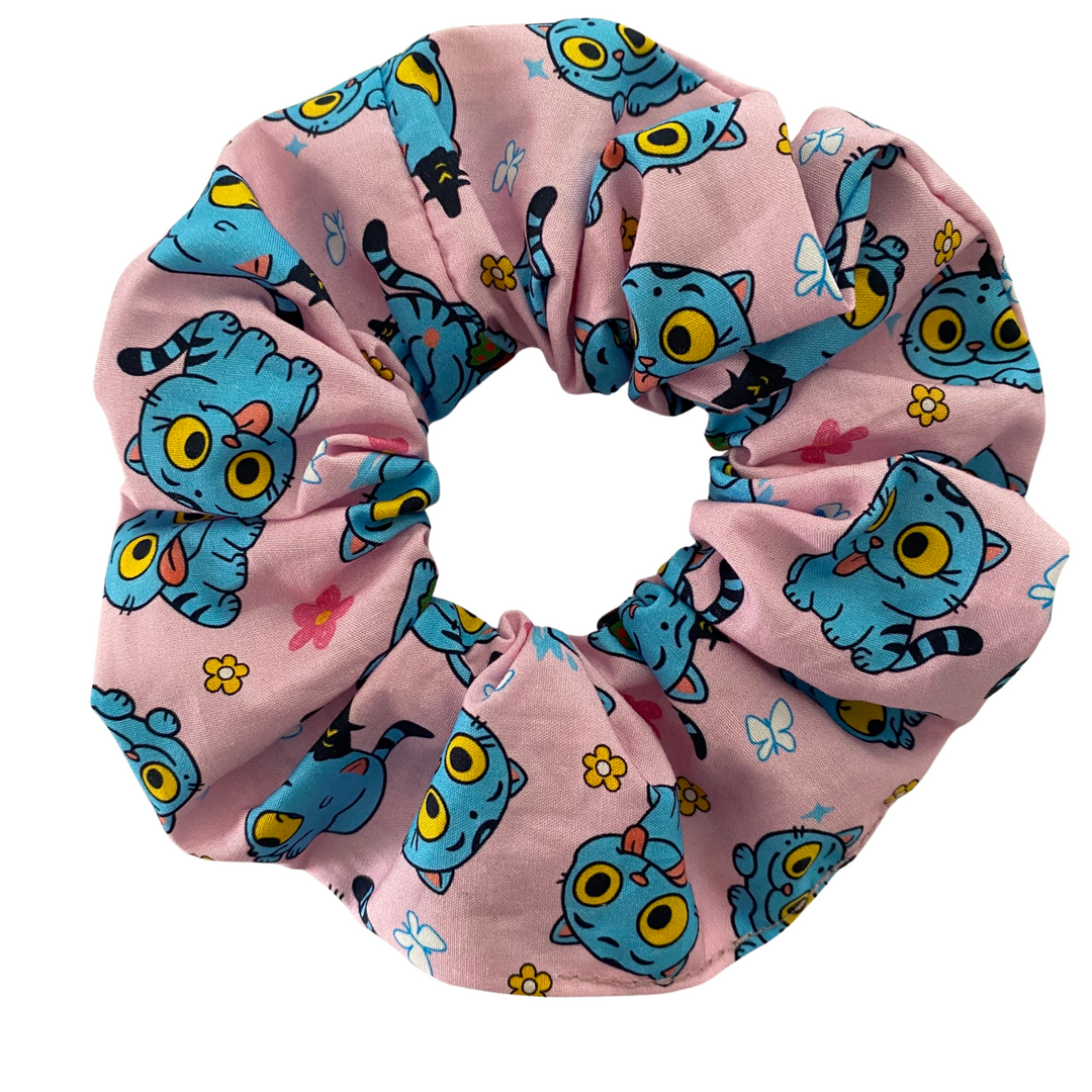 Derpy Tiger K-Pop Demon Hunters image on a pink Scrunchie.