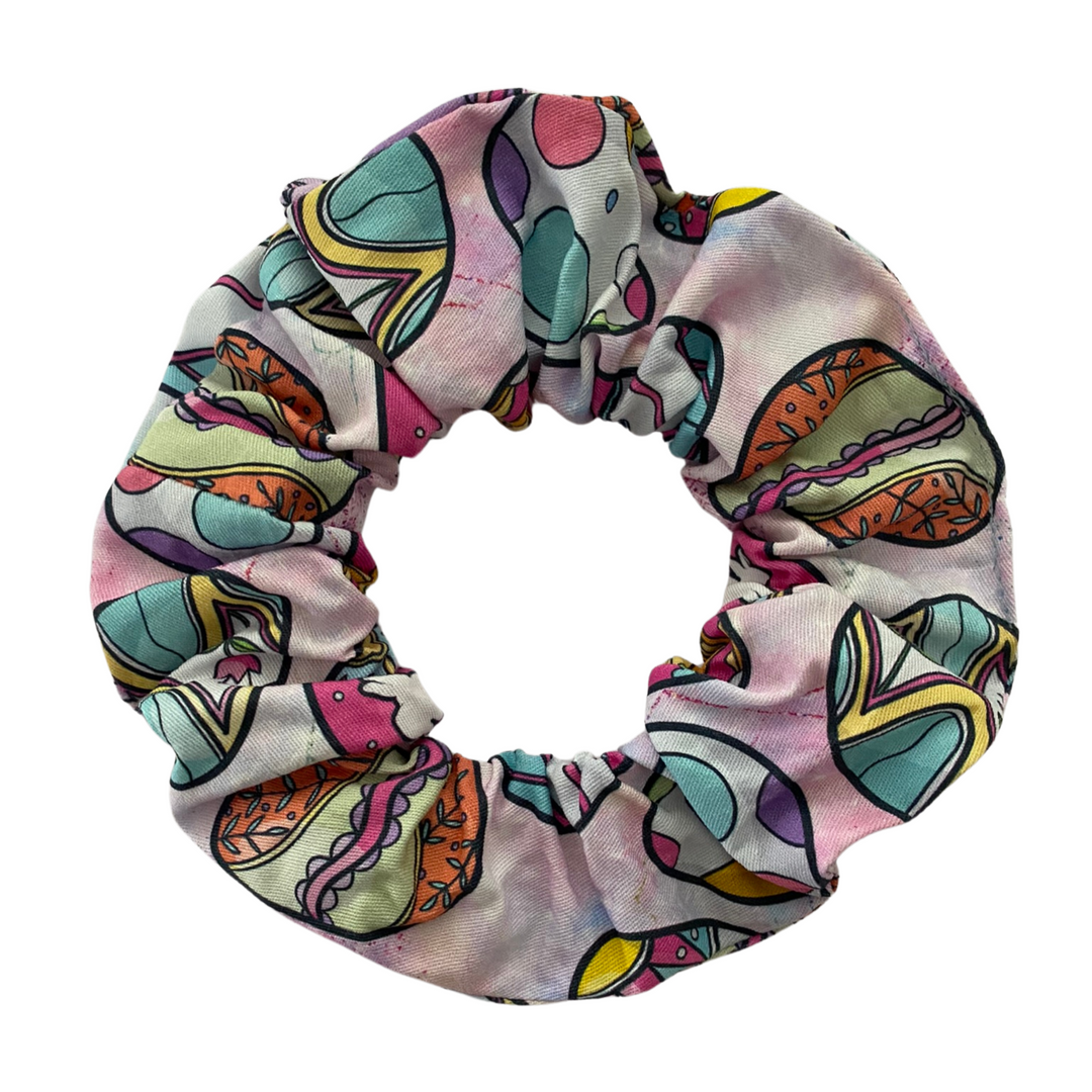 Easter Eggs Scrunchie Hair Tie featuring colourful Easter Egg designs