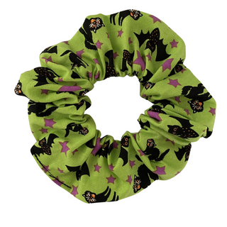 Halloween Black Cats Black Bats Scrunchie