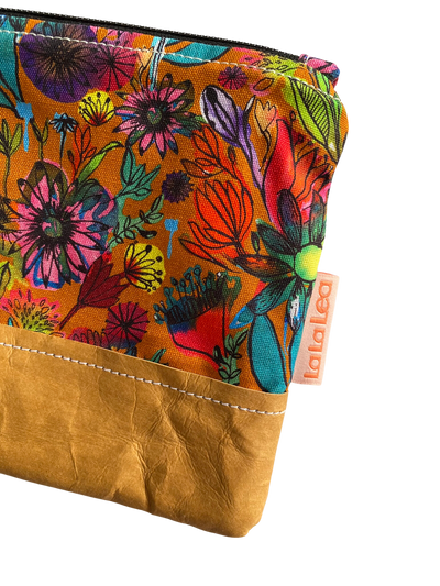 Intense Floral Caramel Wristlet Bag