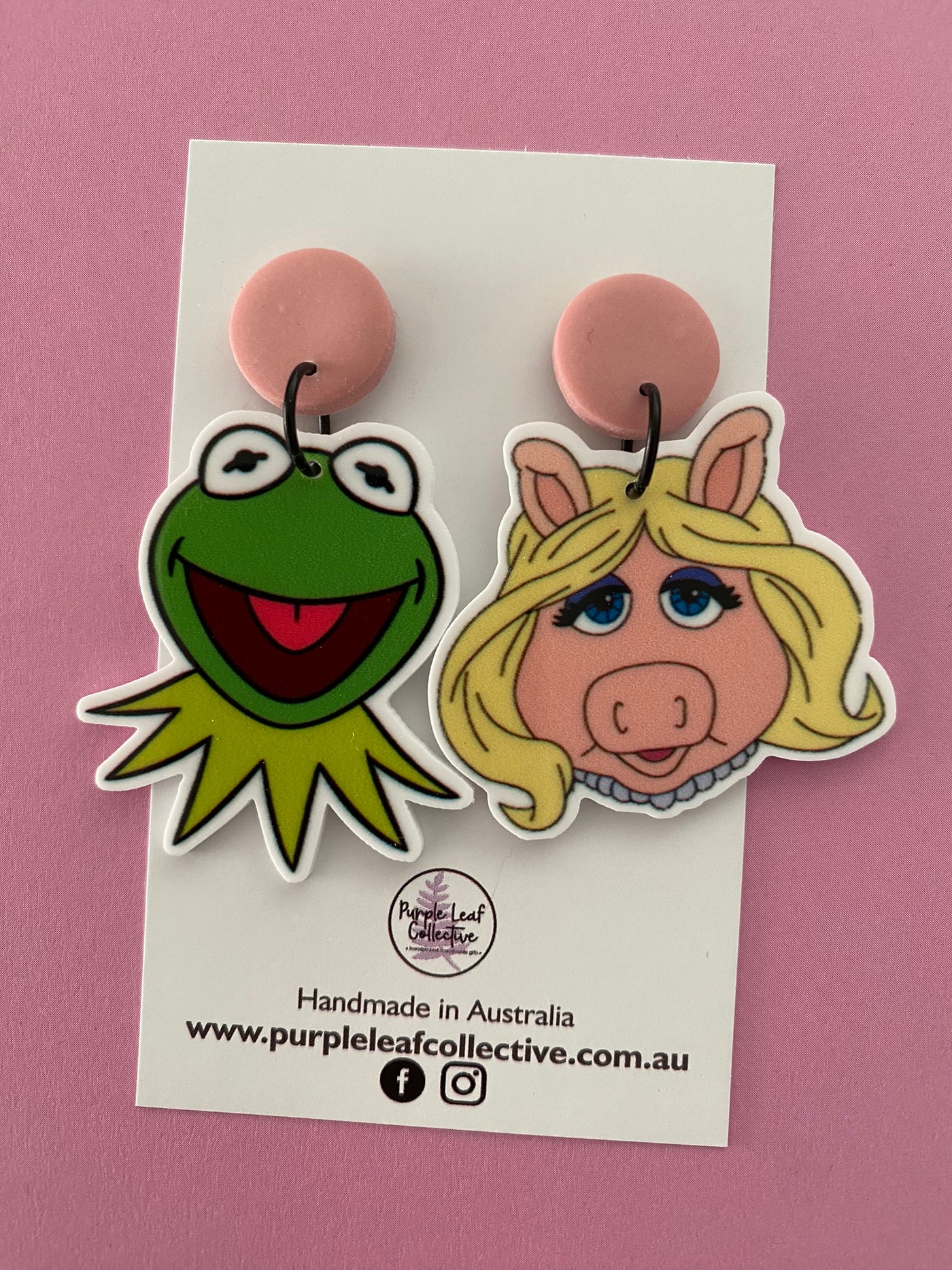 Kermit Piggy Stud Dangle Earrings