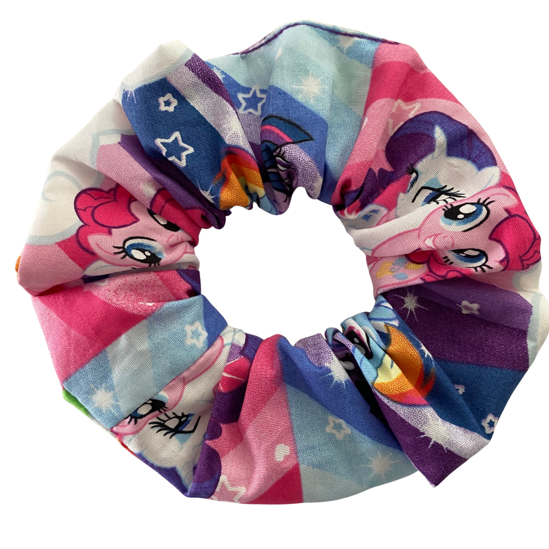 My Little Pony hair scrunchie made from colourful cotton poplin with durable braided elastic.