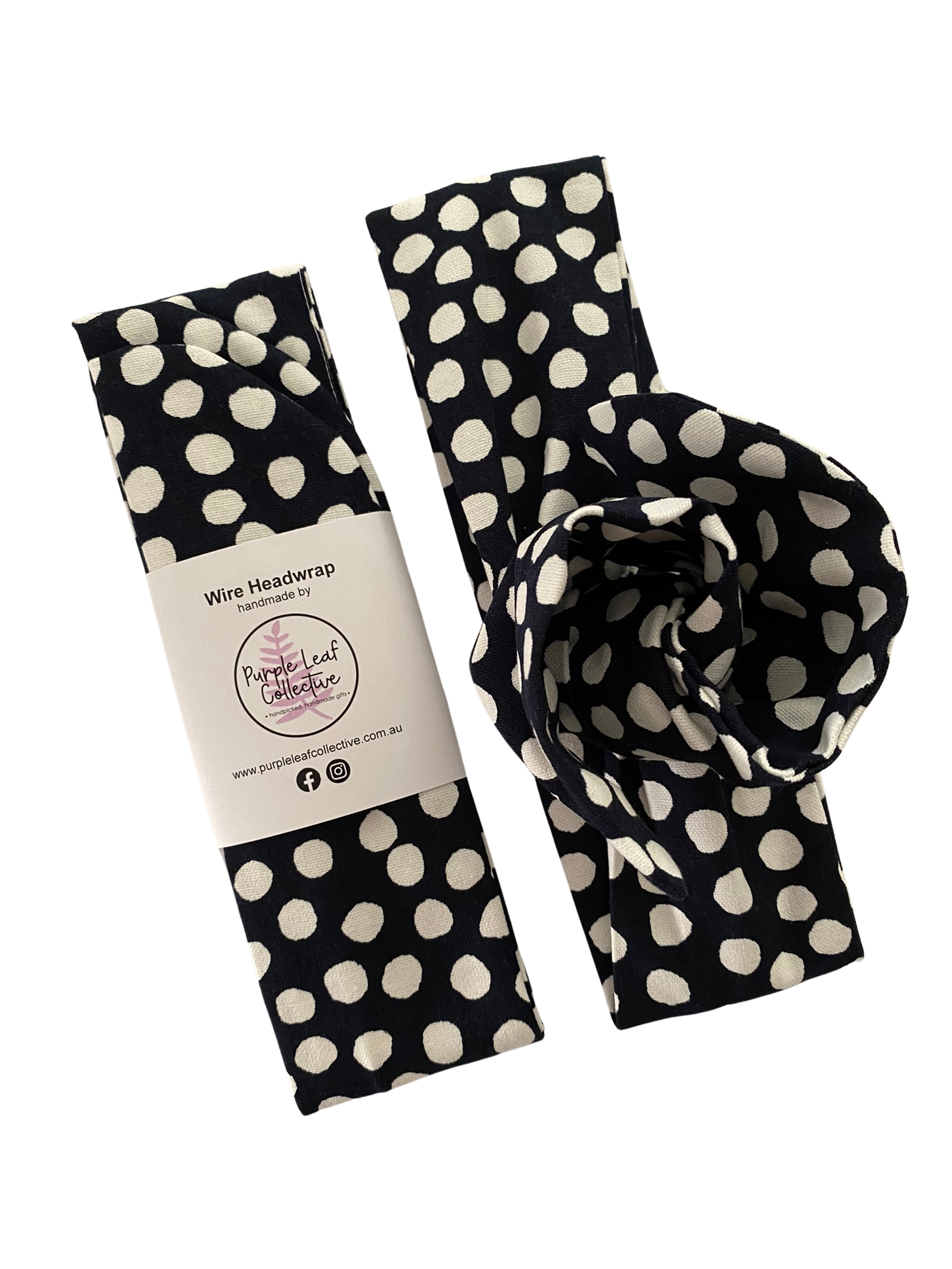 Navy White Dots Wire Headwrap