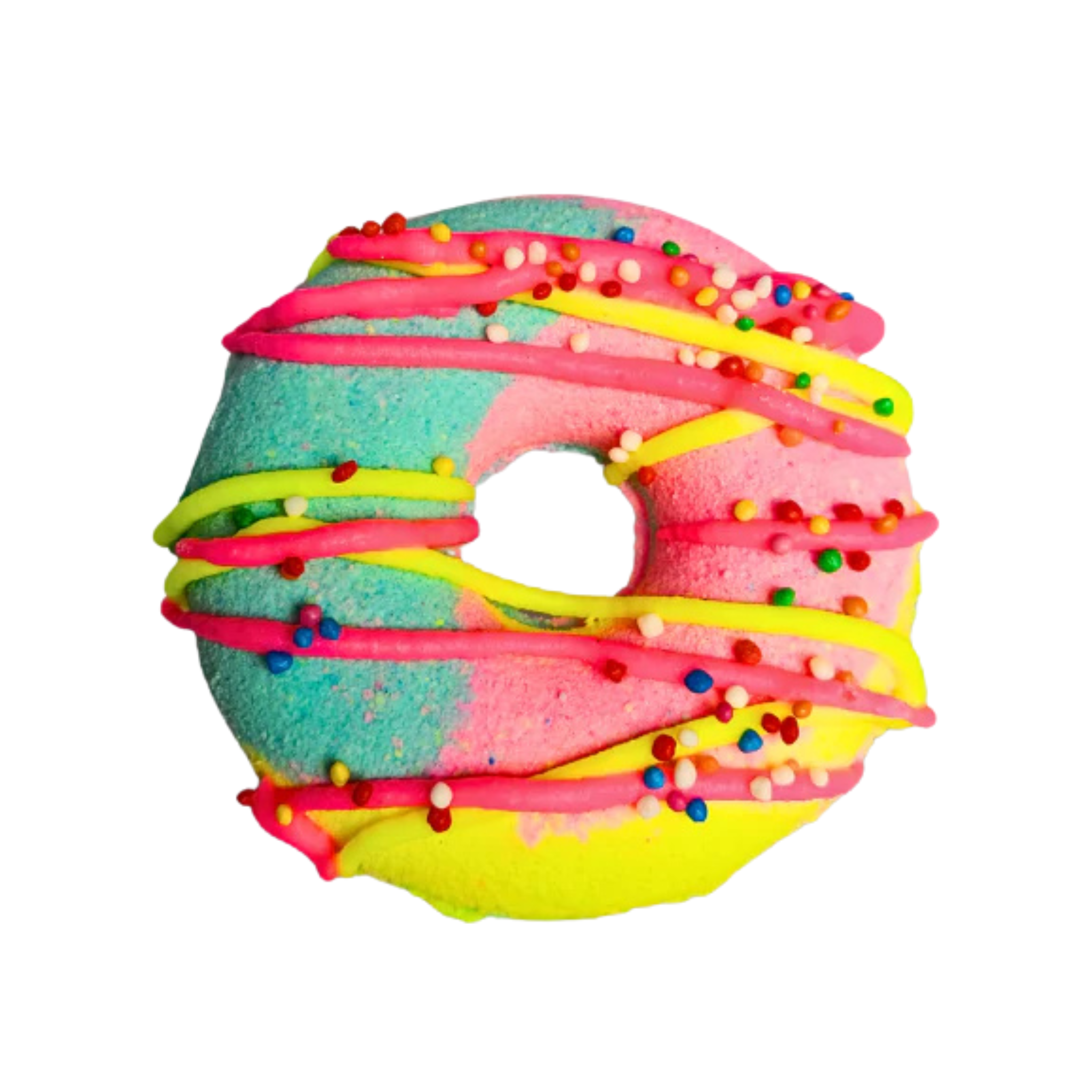 Rainbow Donut Bath Bomb! Scented with a sweet swirl of vanilla and raspberry.