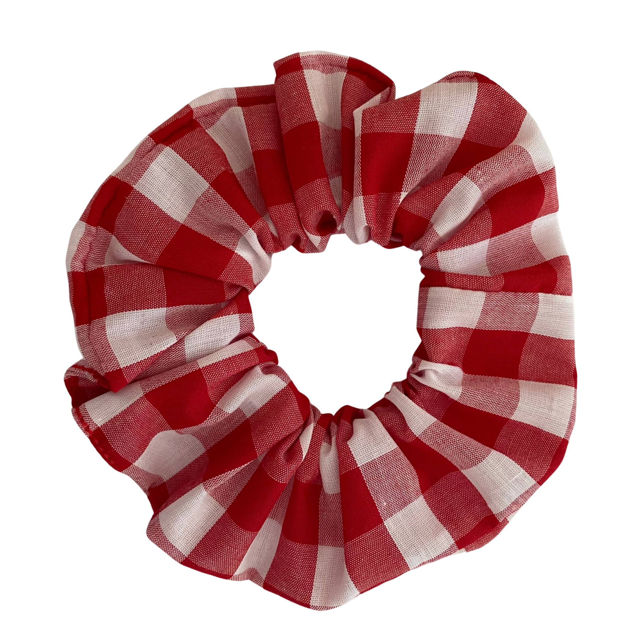 Red Gingham Scrunchie is handmade from cotton woven fabric and features quality braided elastic.