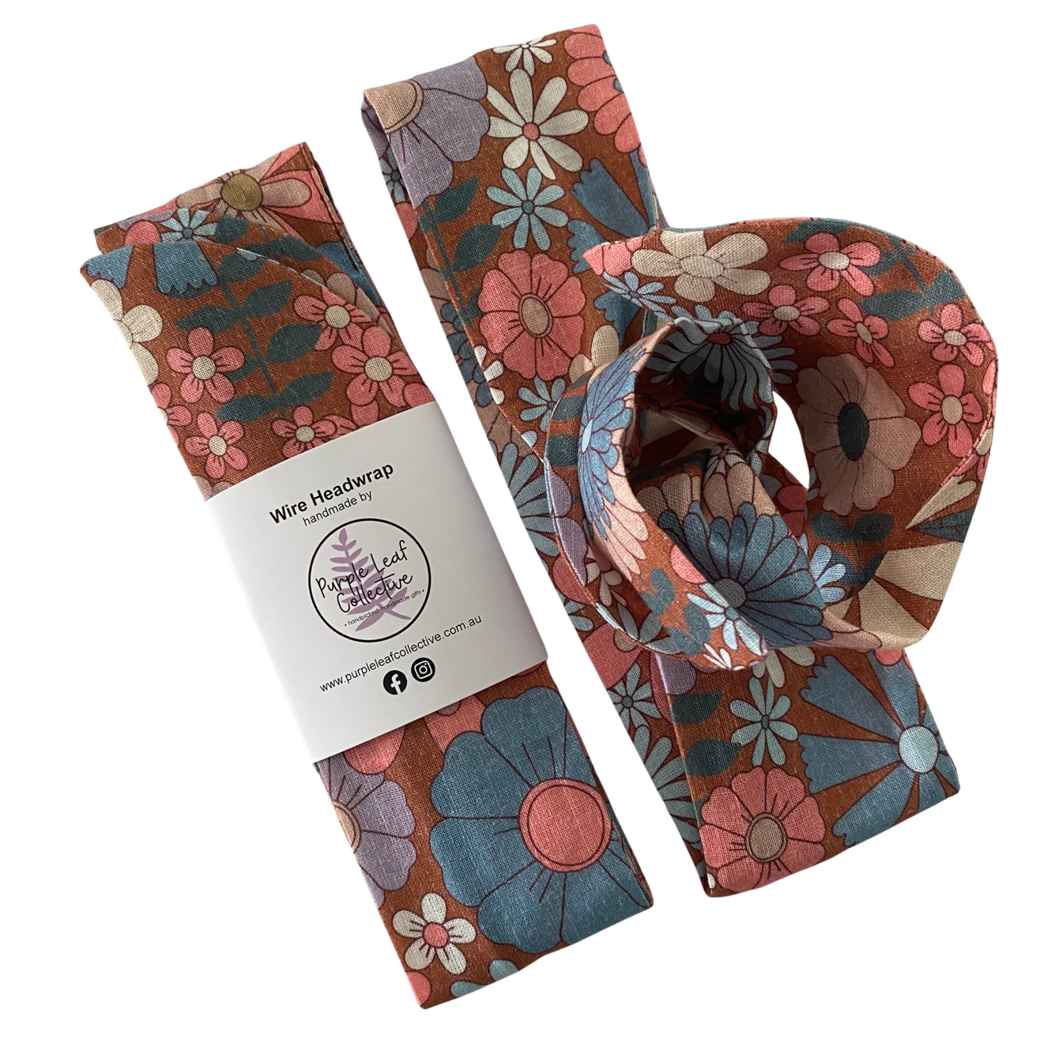 Floral wire headwrap with packaging on a white background.