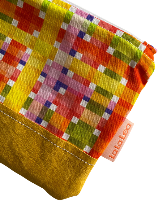 Sunny Fields Bright Plaid Wristlet Bag