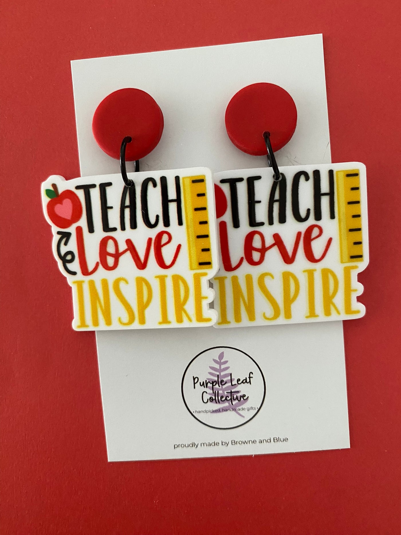 Teach Love Inspire Stud Dangle Earrings