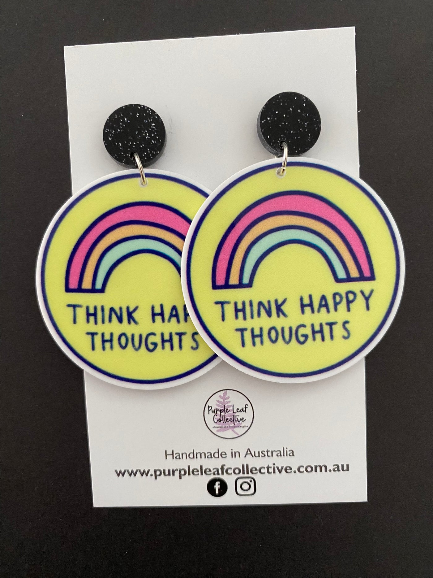 Think Happy Thoughts Stud Dangle Earrings