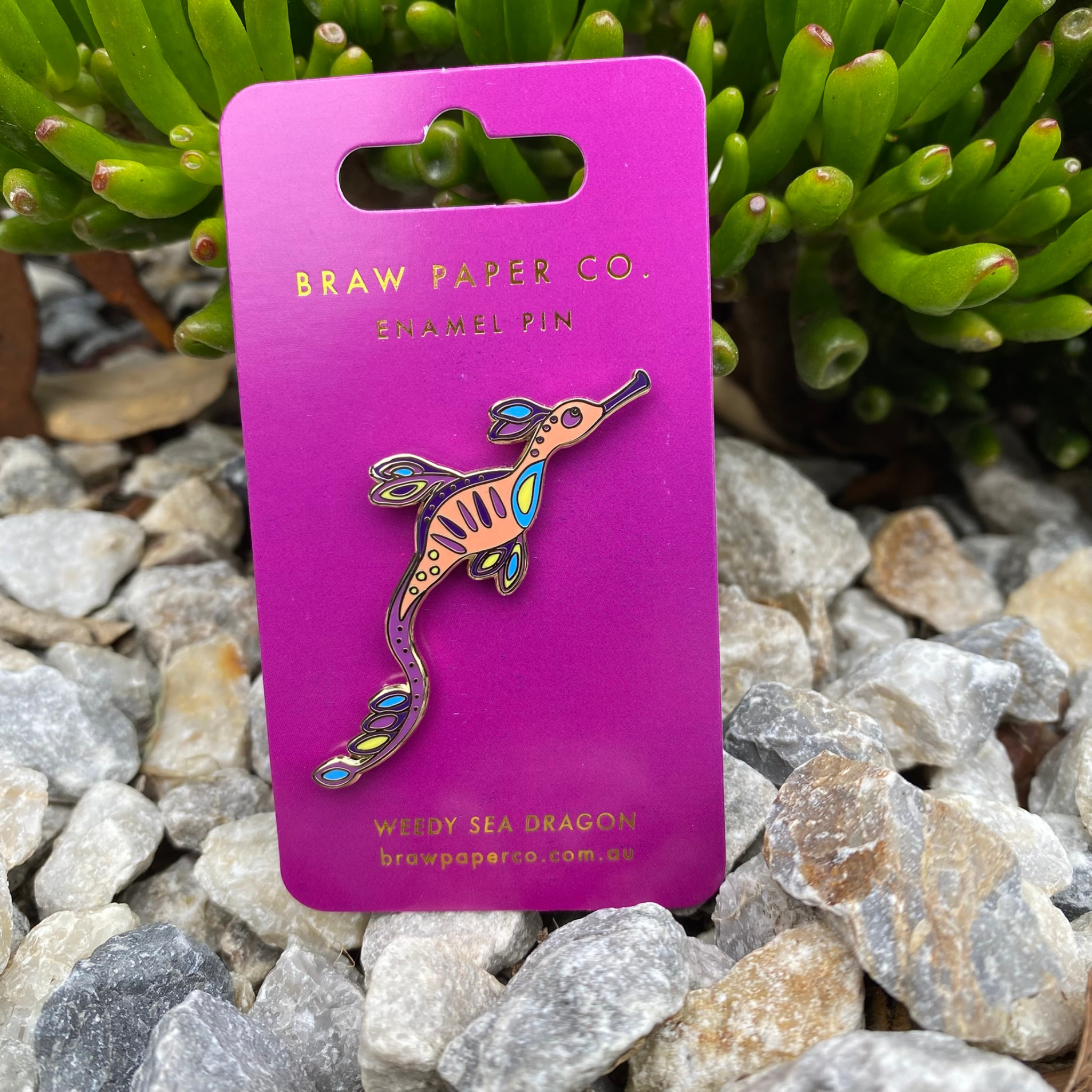 Beautifully detailed Weedy Sea Dragon Enamel Pin.